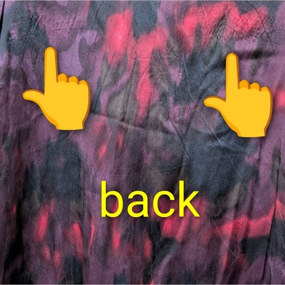 Theory Bianca Vague silk Pintuck keyhole abstract blouse size Large watercolor - Picture 6 of 10